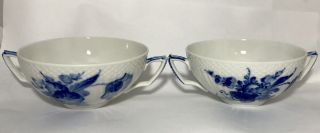 2 Vintage Royal Copenhagen Blue Flower 1872 Cream Soup Cups