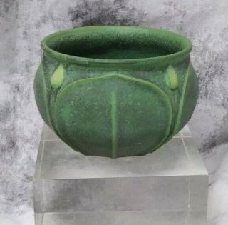 Vintage Jemerick Pottery Arts & Crafts Grueby Style Small Mottled Green Pot Bowl