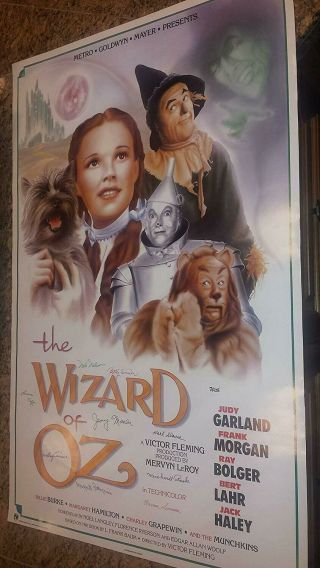 " The Wizard Of Oz " Signed 22x34 " Poster Signed By 9 Deceased Munchkins (signing)
