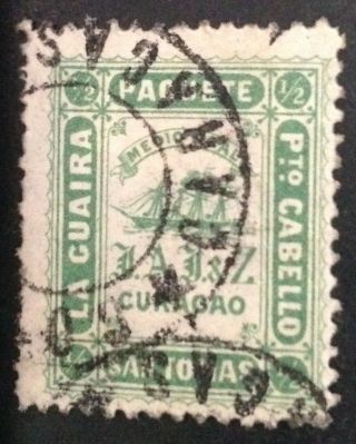 San Tomas La Guaira 1864 - 70 1/2 R Green Stamp Vfu