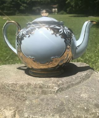 1937 - 1947 Vintage Sadler Teapot Light Blue W/gold Gilding
