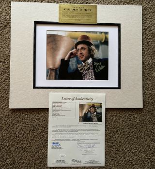 Rip Willy Wonka Gene Wilder Autographed Photo Matted Golden Ticket Jsa Loa