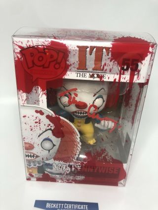 Tim Curry Signed Pennywise Funko Pop Auto It Bas With Bloody Pop Protector