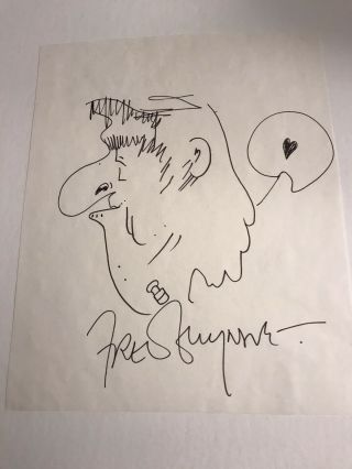 Fred Gwynne Authentic Signed 8.  5x10.  25 Herman Munster Sketch Autograph W/coa