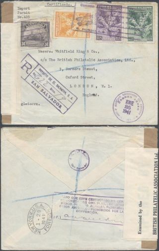 El Salvador Wwii 1941 - Cover To London England - Censor 10000/93