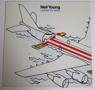 Neil Young Signed Autograph " Landing On Water " Album Vinyl Record Lp