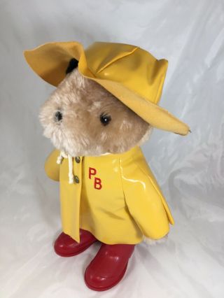 Collectible 1981 Paddington Bear Plush Yellow Raincoat & Hat Red Boots Eden Toys