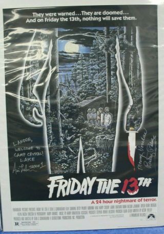 Friday The 13th Poster Autographed - Betsy Palmer & Lehman 24x36 - Jsa Certified
