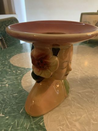 Vintage Shawneee 896 Polynesian Hawiann Head Vase Planter 2