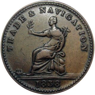 1838 British Guyana Guiana Stiver Copper Token 33mm