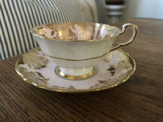 Paragon By Appointment To The Queen Tea Cup/Saucer Set w/ Cabbage Rose & Gold 2