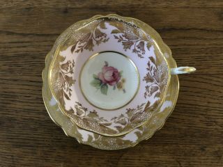 Paragon By Appointment To The Queen Tea Cup/Saucer Set w/ Cabbage Rose & Gold 3