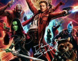 Guardians Of The Galaxy Cast Signed 8x10 Photo Pratt,  4 Autographed Picture