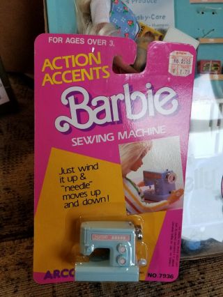 Mattel Barbie Vintage 1989 Action Accents Wind Up Sewing Machine Windup
