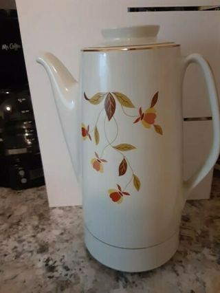 Vintage Hall Jewel Tea Autumn Leaf Electric Percolator Coffee Pot - Complete