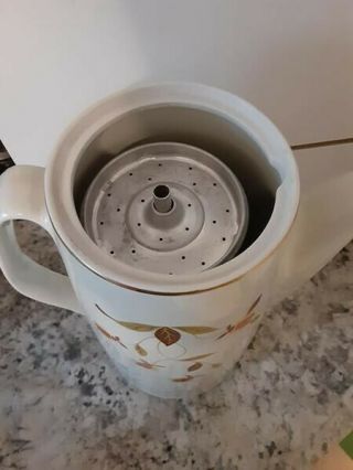 Vintage Hall Jewel Tea Autumn Leaf Electric Percolator Coffee Pot - Complete 3
