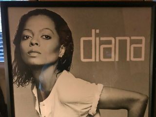 Rare 1980 Diana Ross Framed Poster From " Diana " Album,  24 X 48 "
