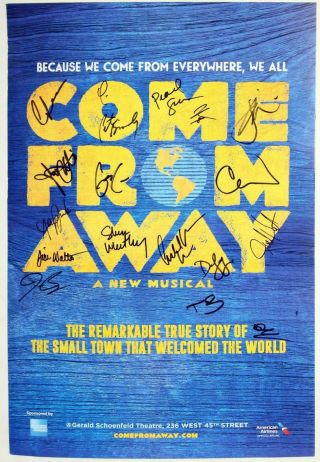 Come From Away Full Broadway Cast Jenn Colella,  Chad Kimball Signed Poster