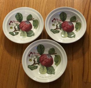 Set Of 3 Portmeirion Pomona Rim Soup Bowls (hoary Morning Apple Design)