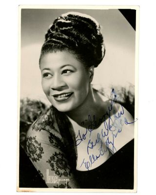 Ella Fitzgerald Vintage 1950s Signed Dblwt Photograph Autographed Uacc