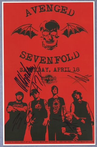 Avenged Sevenfold Autographed Concert Poster 2009 Synyster Gates Zacky Vengeance