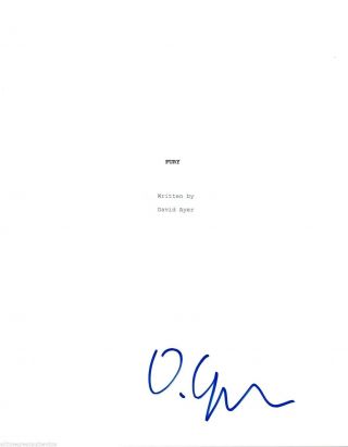 David Ayer Signed " Fury " Full 107 Page Movie Script W/coa Director Brad Pitt