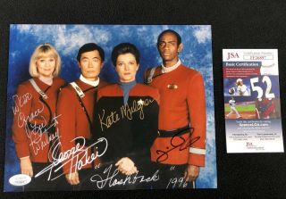 Star Trek Voyager " Flashback " Cast Signed 8x10 Photo Kate Mulgrew George Takei