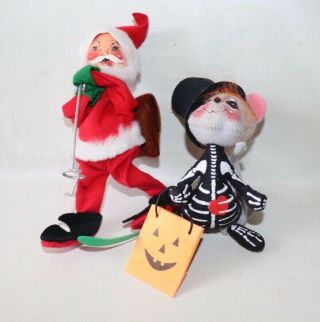 Vintage Annalee Halloween Trick Or Treat Doll And Santa