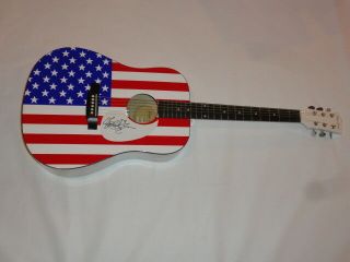 Leann Rimes Signed Usa Flag Acoustic Guitar Country Superstar Rare Jsa