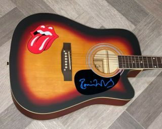 The Rolling Stones Signed Ronnie Wood Autographed Custom Acoustic Guitar W/proof