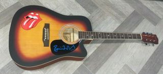 THE ROLLING STONES SIGNED RONNIE WOOD AUTOGRAPHED CUSTOM ACOUSTIC GUITAR W/PROOF 3