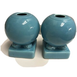 Vintage Pair Turquoise Fiesta Bulb Candle Holder Fiestaware Homer Laughlin