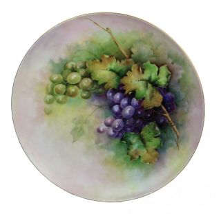 Antique Hutschenreuther Hand Painted Grapes 13 1/4 " Plate Signed,  L.  R.  Krimmel