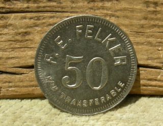 1914 Messler Missouri Mo (stoddard Co) " F.  E.  Felker " Genl Store Ingle 50c Token