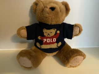 Vintage Ralph Lauren Polo Sport Teddy Bear Sweater Logo Plush 15 " 1997 Tag