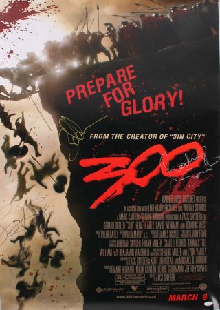 Gerard Butler,  Zack Snyder,  Rodrigo Santoro Signed " 300 " 27x40 Poster (jsa)