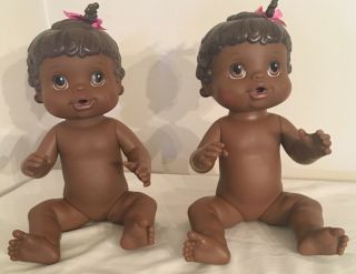 Twin Hasbro 2008 Baby Alive African American Two Black Vinyl 13” Dolls