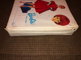 Barbie Doll White Carrying Case Trunk Vinyl Vintage 1963 Mattel Red Flare Hair 3