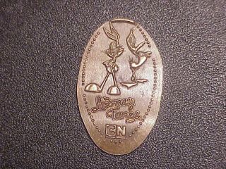 Daffy Duck & Bugs Bunny Six Flags Park On Elongated Old All Copper Cent B4 186