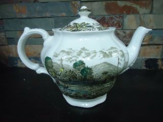 Ridgway Teapot - Heritage - Lake Of The Two Mountains - Early Canada - Bartletts Scenes