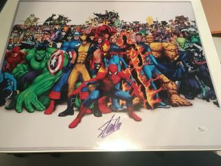 Stan Lee Hand Signed Autographed Marvel Heroes Cast 16x20 Photo Jsa