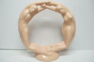 Haeger Pottery Nude Man & Woman Circle Of Love Eternity Sculpture Art Deco 1986