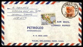 Mexico Minatitlan Veracruz January 13 1967 Air Mail Cover To Tulsa Ok Usa
