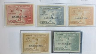 Salvador 1935 3rd Central American Games Set O/p Habilitado Mlh