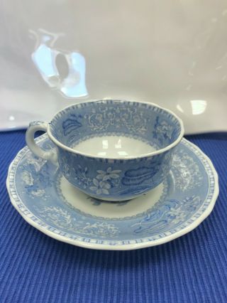 Spode Blue Camilla Set Of Two Tea Cups & Saucers Made In England