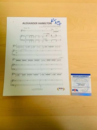Lin Manuel Miranda Signed Alexander Hamilton Music Sheet Psa/dna Certified 2