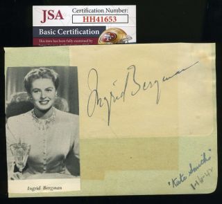 Ingrid Bergman Jsa Signed 1942 Album Page Autograph
