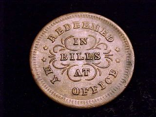 Civil War Token made by Oliver Boutwell,  a Miller In Troy,  NY.  Redeemed in Bills 2