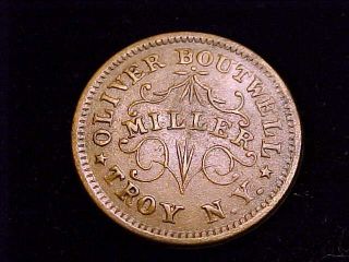 1863 Dated Civil War Token,  Made By Oliver Boutwell  2