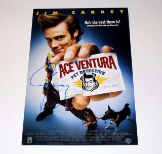 Actor Jim Carrey Signed Ace Ventura Pet Detective 12x18 Movie Poster Photo W/coa